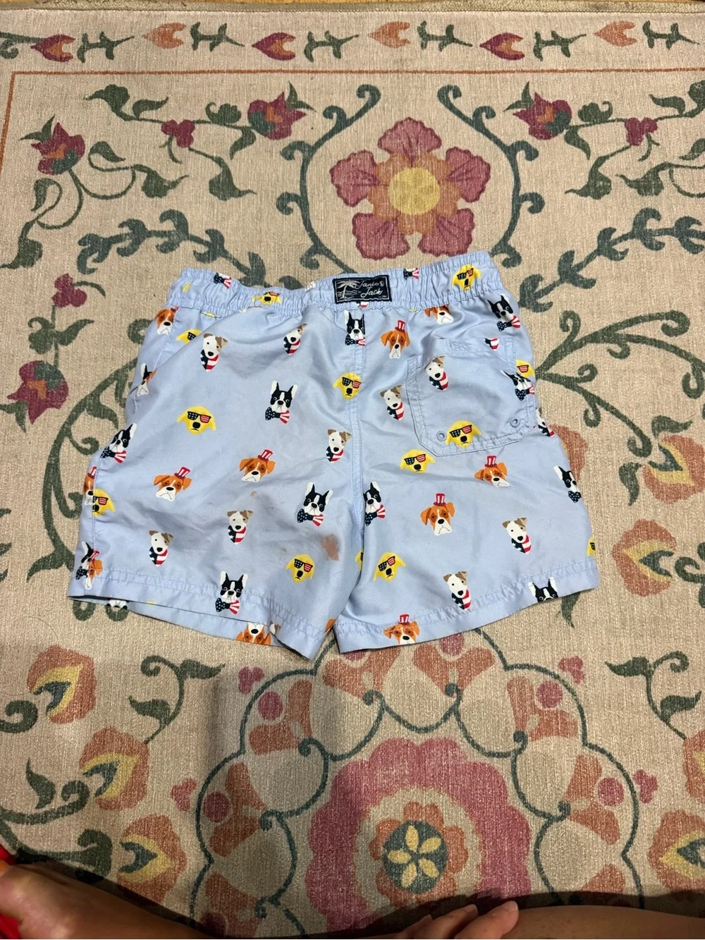 Janie and Jack Light Blue Boys' Dog Print Swim Trunks size 7